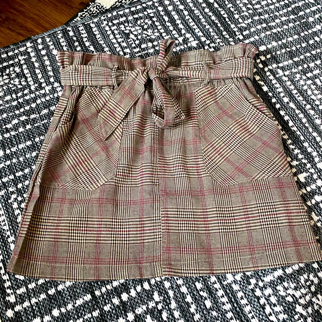 Boutique PaperBag Plaid Skirt
